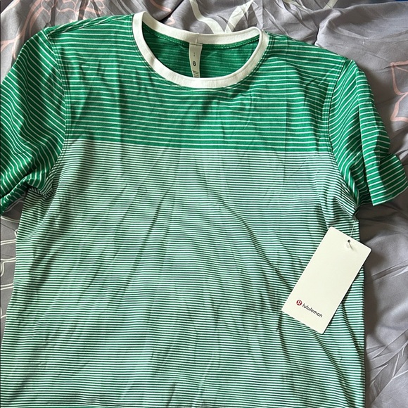 Lululemon seamless classic fit mariner stripe T Green Striped T-Shirt - Picture 1 of 5